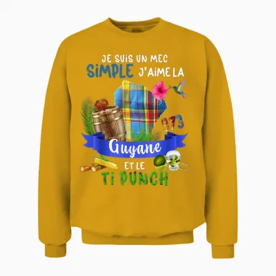 Guyana 973 Madras Hummingbird Ti Punch Apéro Pour Guy Nice T-Shirt, Black, S Unisex Sweatshirt - Gold