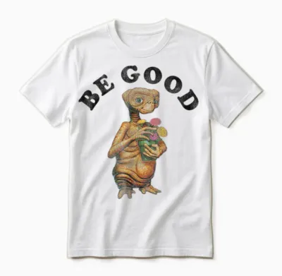 E.t. Be Good E.t. Holding Flower Pot Graphic Unisex T-Shirt - White