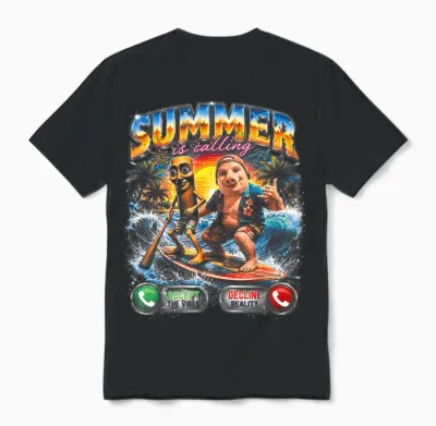 Summer Is Calling Tung Tung Sahur John Pork Brainrot Meme Unisex T-Shirt - Black