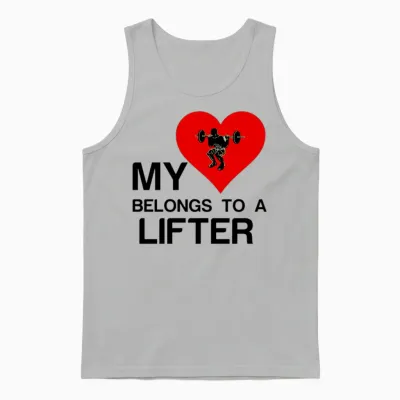 Heart Belongs to a Lifter Funny Gym Unisex Tank Top - Ash