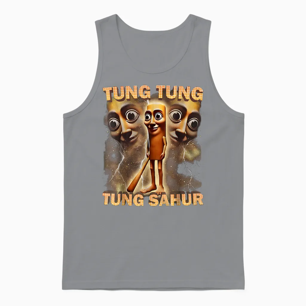Tung Tung Tung Sahur Unisex Tank Top in Sport Grey