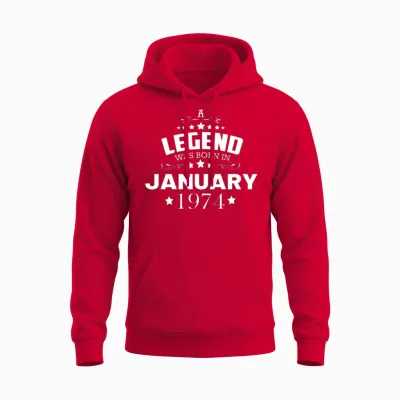 January 1974 Birthday Unisex Hoodie - Red