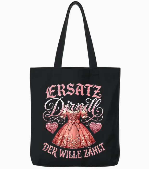 Ersatz Dirndl Shirt Damen Trachtenshirt Oberteil Trachten Tote Bags in Black