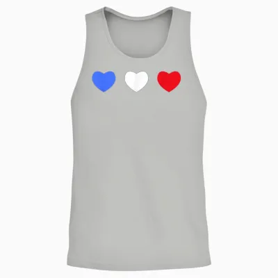 France Cœurs Tricolores Drapeau Bleu Blanc Rouge Unisex Tank Top - Ash