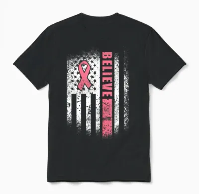Breast Cancer Believe Breast Cancer Awareness Unisex T-Shirt - Black