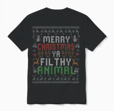 Merry Christmas Animal Filthy Ya Xmas Pajama Shirt Men Women Unisex T-Shirt - Black