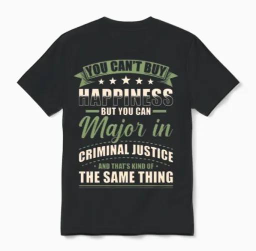 Criminal Justice Major Unisex T-Shirt in Black