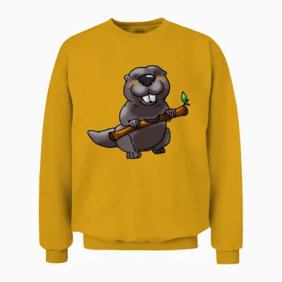 Funny Beaver Cartoon Unisex Sweatshirt - Gold
