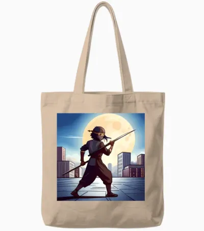 Design of a Ninja Boy in a City Tote Bags - Natural