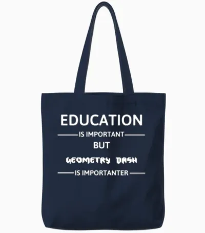 Education Is Important but Geometry Dash Is Import Tote Bags - Navy