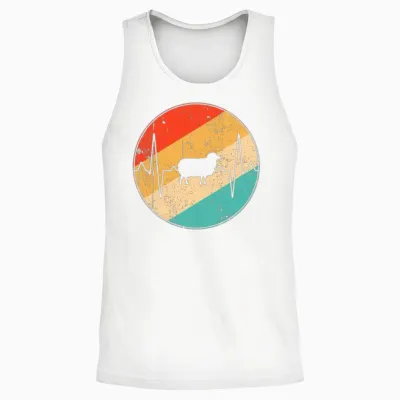 Sheep Retro Heartbeat Unisex Tank Top - White