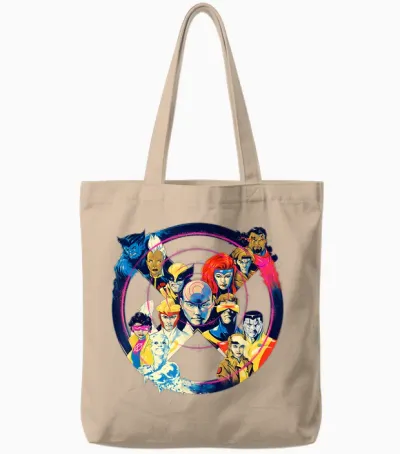 Marvel Professor X and the X-Men Team X Symbol Logo Tote Bags - Natural