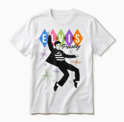 Elvis Presley Official Dancing Star Unisex T-Shirt - White