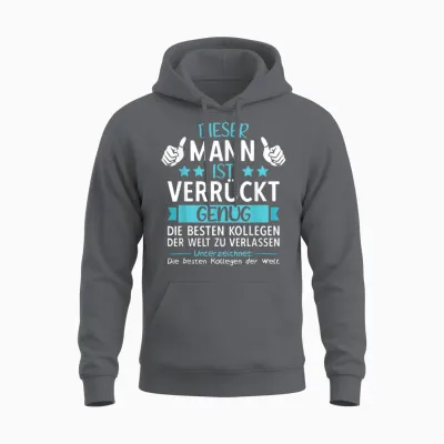 Men's Farewell Colleague Job Change Pension & New Job, Retirement T-Shirt, Black Unisex Hoodie - Charcoal