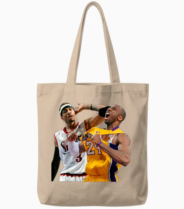 Basketball Stars Legends Vintage Retro Tote Bags in Natural