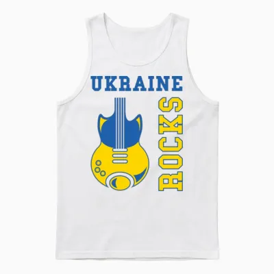Ukraine Rocks Mic Unisex Tank Top - White