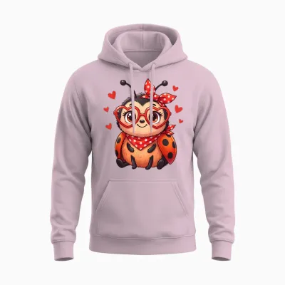 Cute Little Ladybird Hearts for Ladybird Lovers and Couples Unisex Hoodie - Light Pink