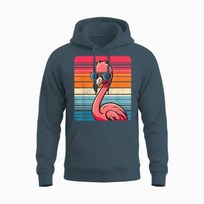 Cooler Retro Flamingo in Sonnenbrille 70er 80er 90er Lustiger Flamingo Unisex Hoodie - Dark Heather