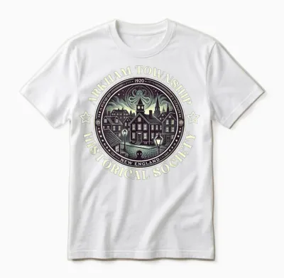 Arkham-Stadt Lovecraftscher Cthulhu-Mythos Miskatonic Horror Unisex T-Shirt - White