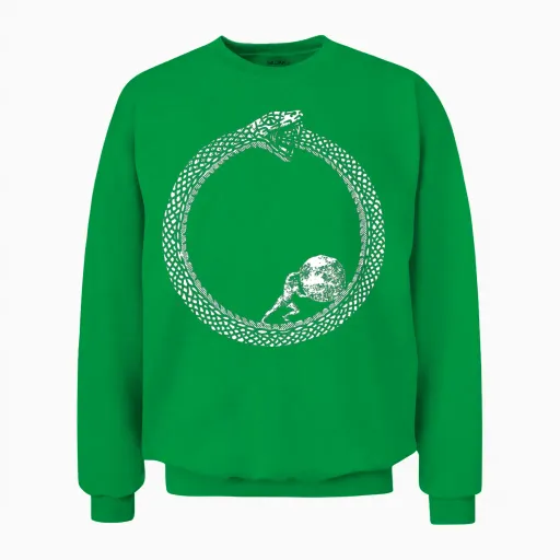 Sisyphus in an Ouroboros Snake Unisex Philosophy Unisex Sweatshirt in Irish Green