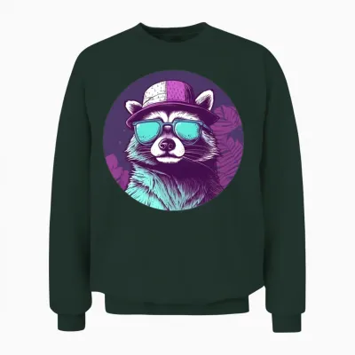Retro Raccoon Lovers Design Unisex Sweatshirt - Forest