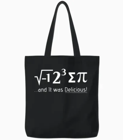 I Ate Some Pi Print Funny I Ate Some Pie Math Tote Bags - Black