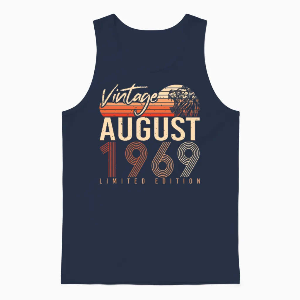 1969 August Retro Unisex Tank Top - Navy