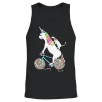 Cat Unicorn and Unicorn Cat Who Is Riding a Bike Unisex Tank Top - Black – 2