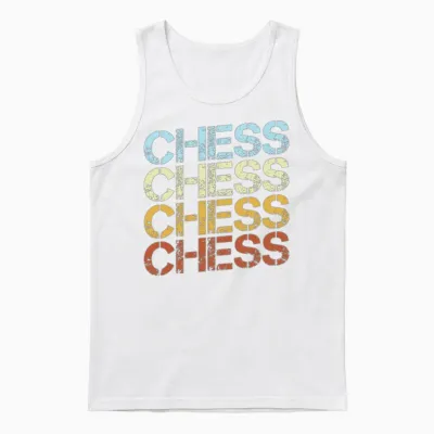 Retro Chess Typography Unisex Tank Top - White