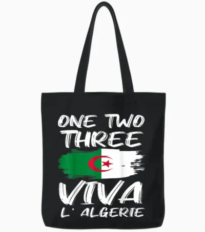 Viva L' Algérie One Two Three Drapeau Algérien Tote Bags - Black