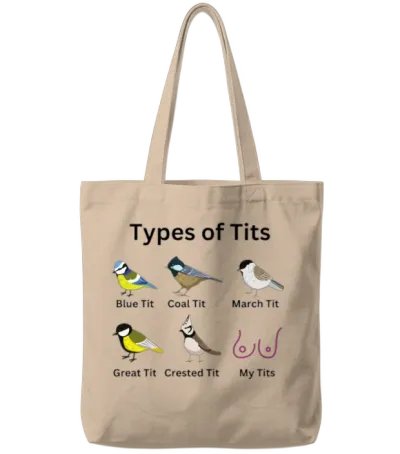 Types of Tits Tote Bags - Natural