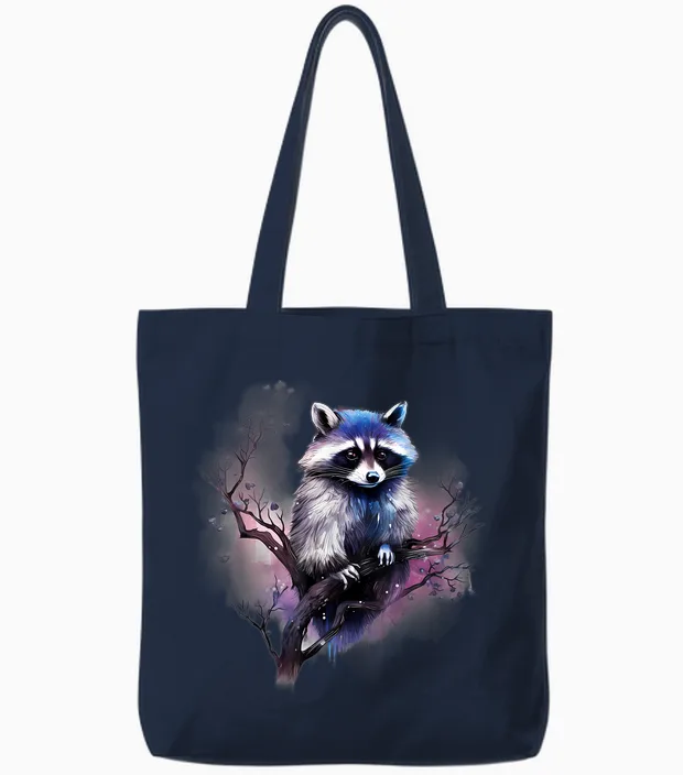 WaschbÀr Natur Splash Tierliebhaber Kunstwerk Waldmotiv Tote Bags in Navy