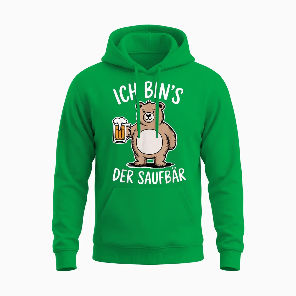 Ich Bins Der Saufbär Saufen Bier Alkohol Party Unisex Hoodie in Irish Green