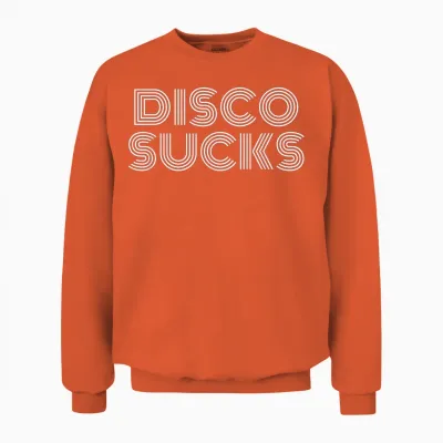 Disco Sucks Funny Retro 70s Vintage Look T-Shirt, Black, S Unisex Sweatshirt - Orange