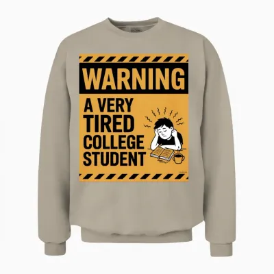 Warning a Very Tired College Student Unisex Sweatshirt - Sand