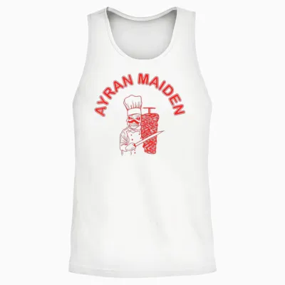 Ayran Maiden Doner Band Funny Fast Food Dürüm Unisex Tank Top - White