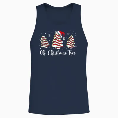 Groovy Oh Christmas Tree Cakes Debbie Becky Jen Cake Lovers Unisex Tank Top - Navy