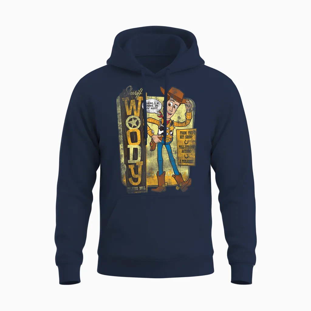 Disney Pixar Toy Story Sheriff Woody Talking Doll Unisex Hoodie in Navy