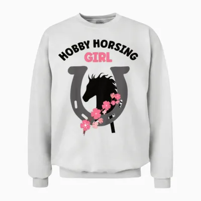 Hobby Horsing Girl Pferde Mädchen Hufeisen Steckenpferde Unisex Sweatshirt - White