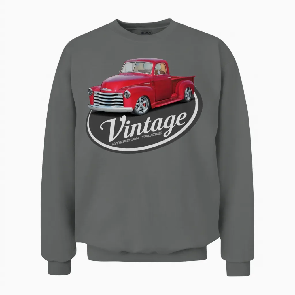Vintage Red Truck Unisex Sweatshirt in Graphite Heather