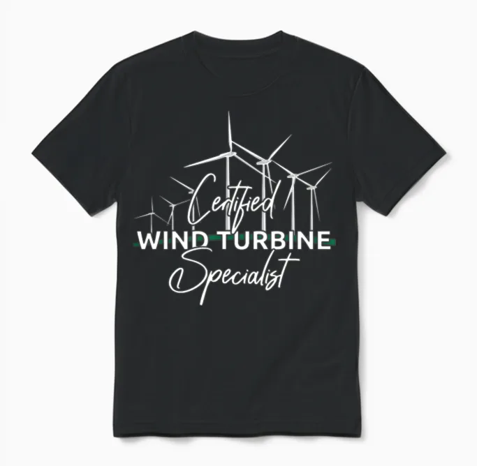 Wind Turbine Technician Windmill Renewable Energy Unisex T-Shirt in Black
