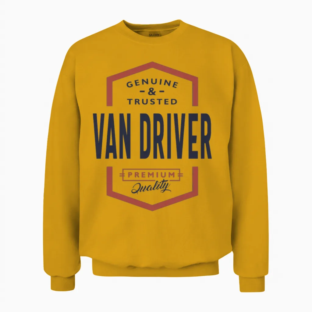 Van Driver Gift Funny Job Title Profession Unisex Sweatshirt in Gold