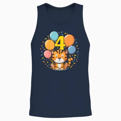 Kinder 4. Geburtstag Kindergeburtstag Vierter Geburtstag Tiger Unisex Tank Top - Navy