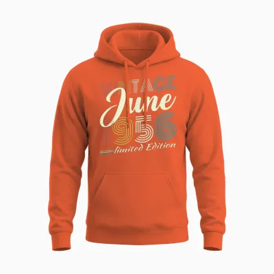 Vintage Juin 1956 Cadeau Anniversaire 70 Ans Hommes Femmes Unisex Hoodie - Orange