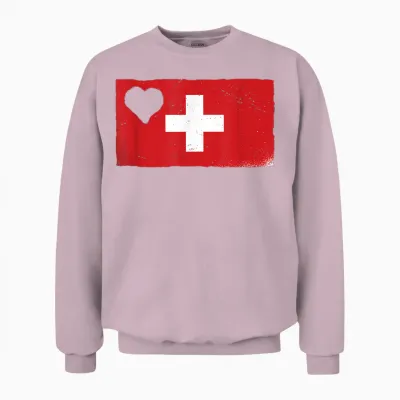 Pride Schweiz Flagge Schweiz Herz Schweiz Wurzeln Stolz Unisex Sweatshirt - Light Pink