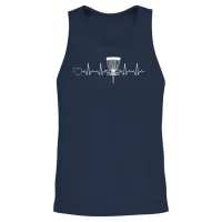 Disc Golf Heartbeat Disc Golf Basket Disc Golf Unisex Tank Top - Navy – 2