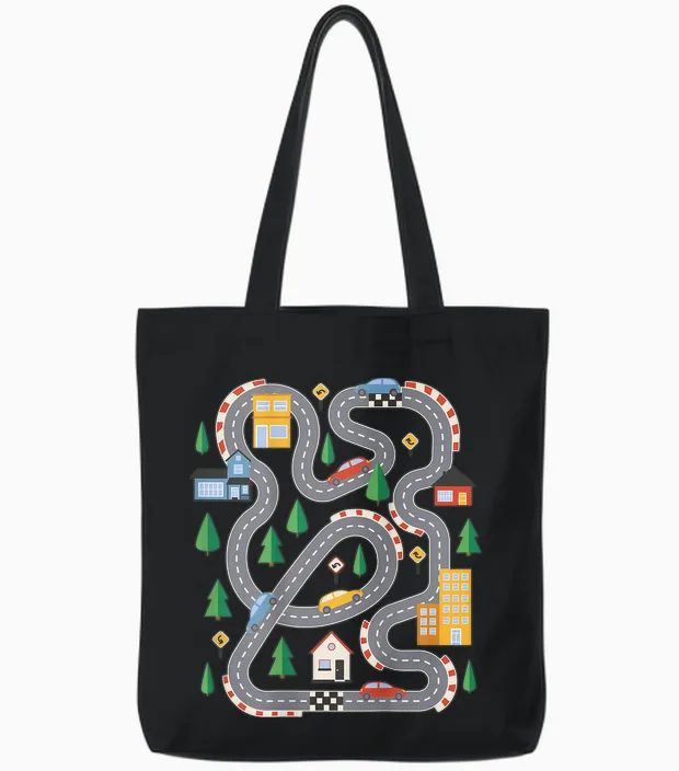 Cute Playmat Outfits - Kinder - Unisex-Kinder - Auto- Und Rennsportfans - Kurzarm - T-Shirt - Novelty-T-Shirts - Shirt - Schwarz - S - V-Ausschnitt Mit Offenem Rücken Tote Bags in Black