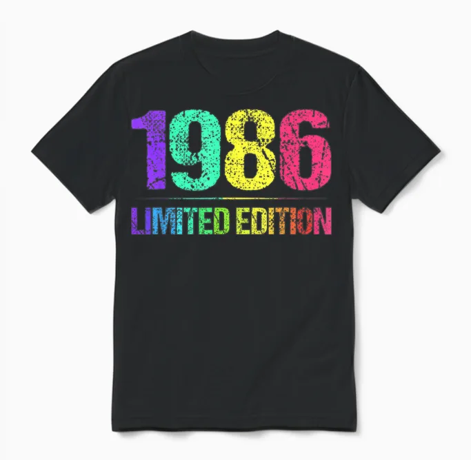 1986 - Limited Edition - Vintage Retro 86s Unisex T-Shirt in Black