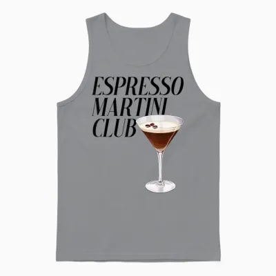 Espresso Martini Club. Coffee Cocktail Café Bar Coffee Drink T-Shirt, White Unisex Tank Top - Sport Grey