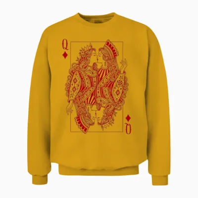 Lesbian Queens Kissing Card Game Lgbt Pride Two Brides Unisex Sweatshirt - Gold